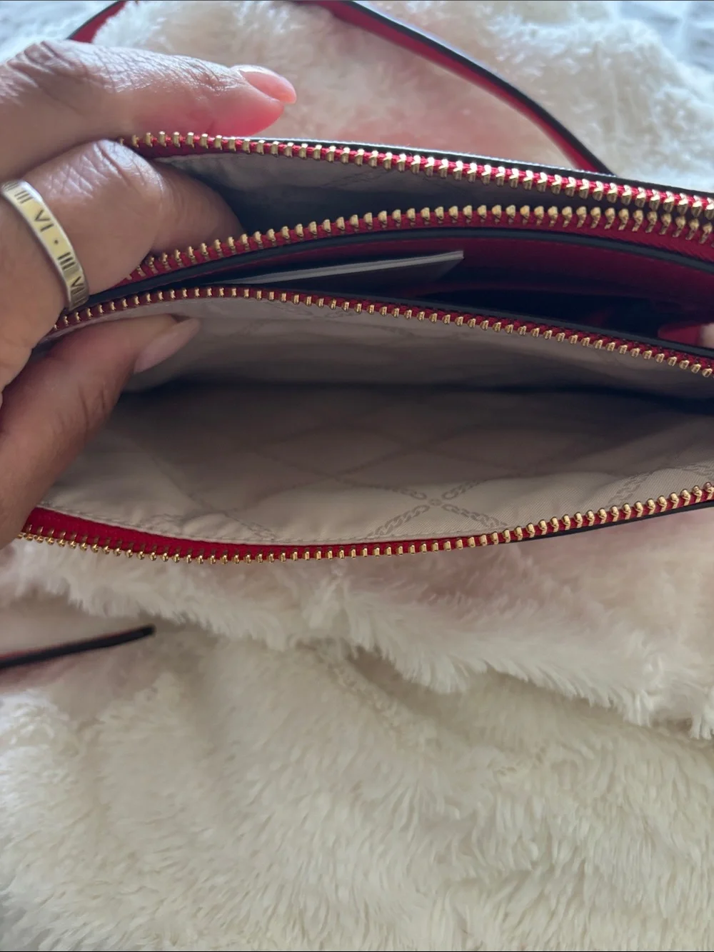 MICHAEL KORS Red Saffiano Leather Crossbody with Gold Hardware